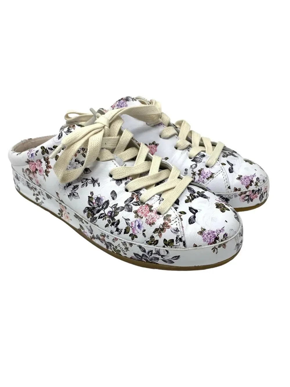 Rag & Bone Sneakers Women's Size 7.5 RB1 Mule Garden Floral Lace Up Shoes White
